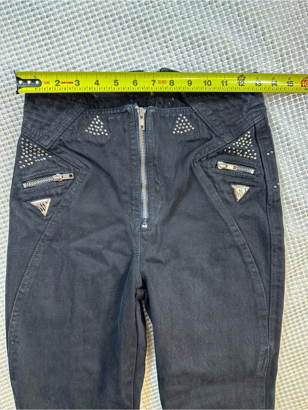 MorganWear Vintage 1980’s Studded Zipper Skinny Black Denim Jeans Size 7 - Picture 9 of 11